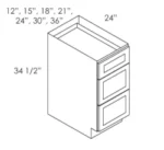CZ-DB24 3 24 Inch 3 Drawer Pack Base Cabinet | Cullian Champagne