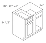 CZ-BBLC39/42-36W Double Door 36 Inch Base Blind Corner Cabinets Cabinet | Cullian Champagne